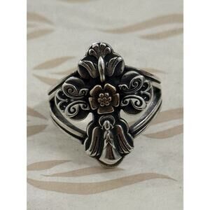 James Avery Retired Sterling Silver/ Bronze La Vida Nueva Cross Ring Size 7